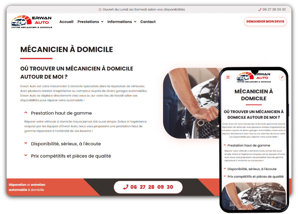 Exemple de réalisation Yoracl Agency pour Erwan Auto